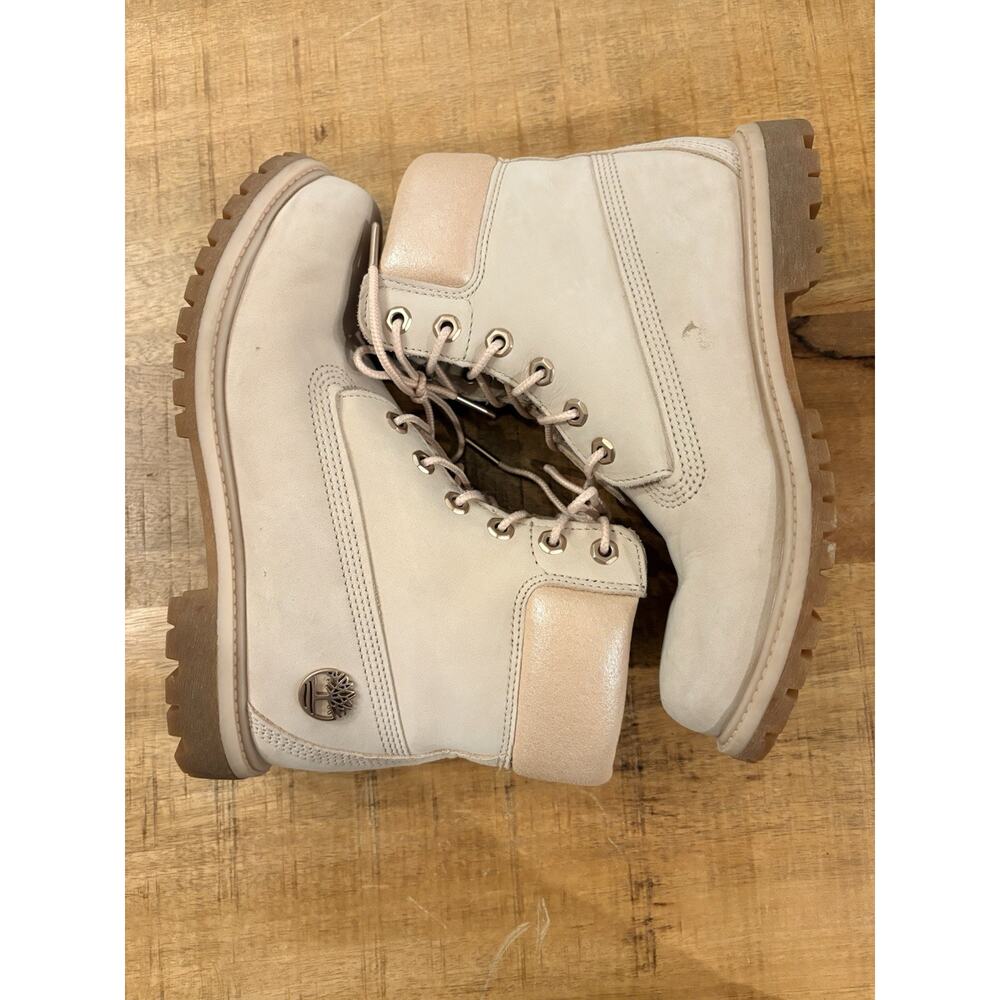 Womens Timberland 6 inch Premium nubuck leather boots pink and rose gold size 8 - Picture 15 of 16